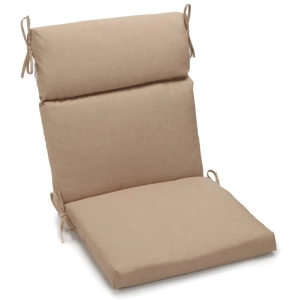 18-inch by 38-inch Spun Polyester Solid Outdoor Squared Chair Cushion, Sandstone