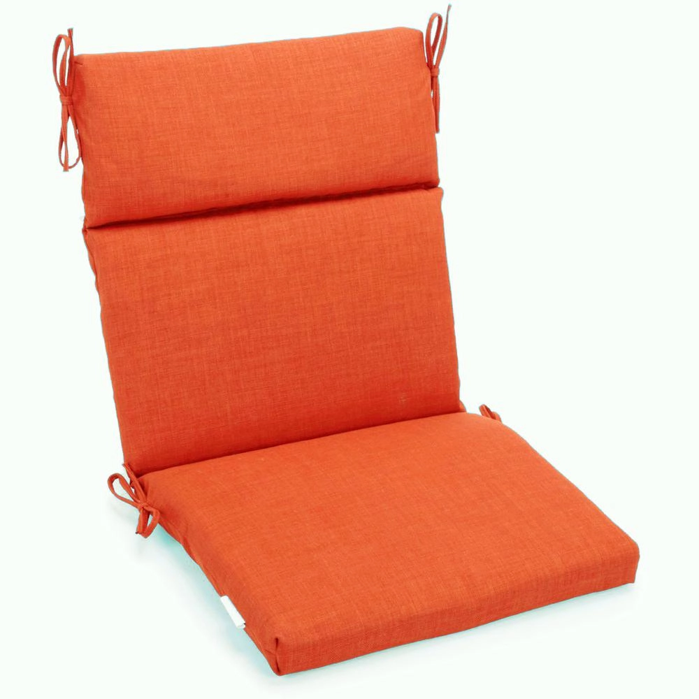 18-inch by 38-inch Spun Polyester Solid Outdoor Squared Chair Cushion, Tangerine Dream