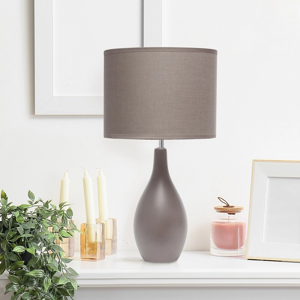 18.11" Traditional Oblong Ceramic Table Lamp, Gray