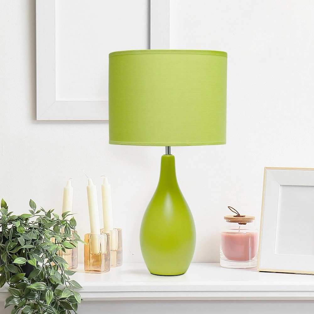 18.11" Traditional Oblong Ceramic Table Lamp, Green