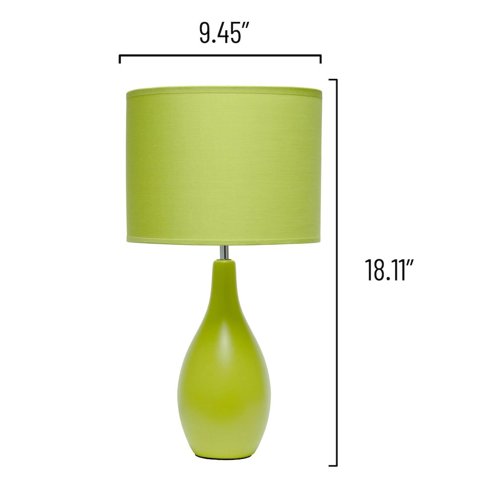 18.11" Traditional Oblong Ceramic Table Lamp, Green