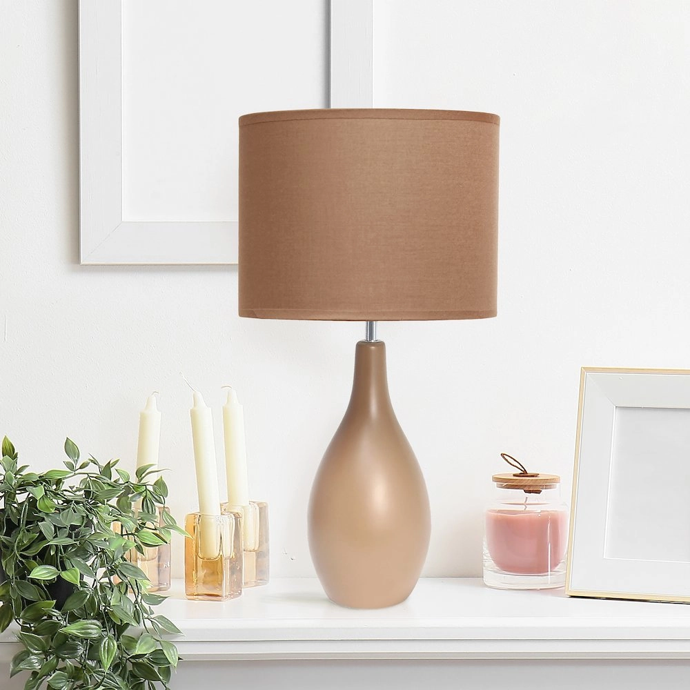 18.11" Traditional Oblong Ceramic Table Lamp, Light Brown