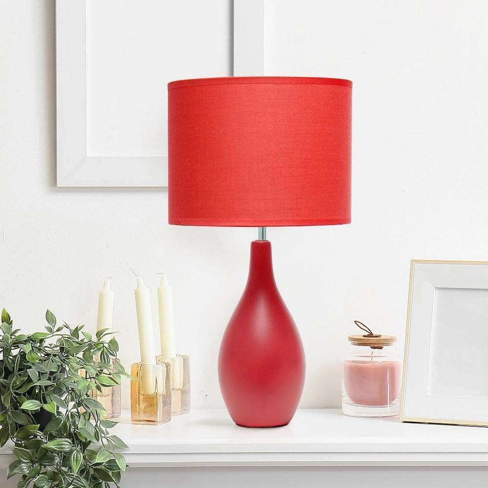 18.11" Traditional Oblong Ceramic Table Lamp, Red