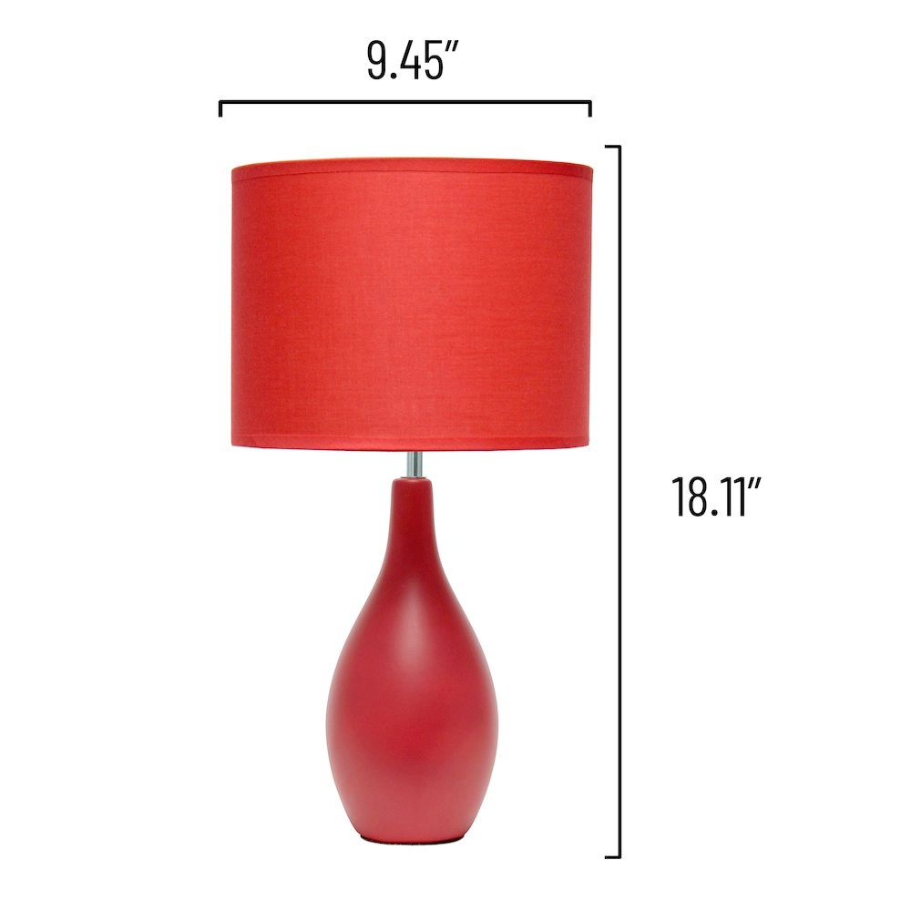 18.11" Traditional Oblong Ceramic Table Lamp, Red