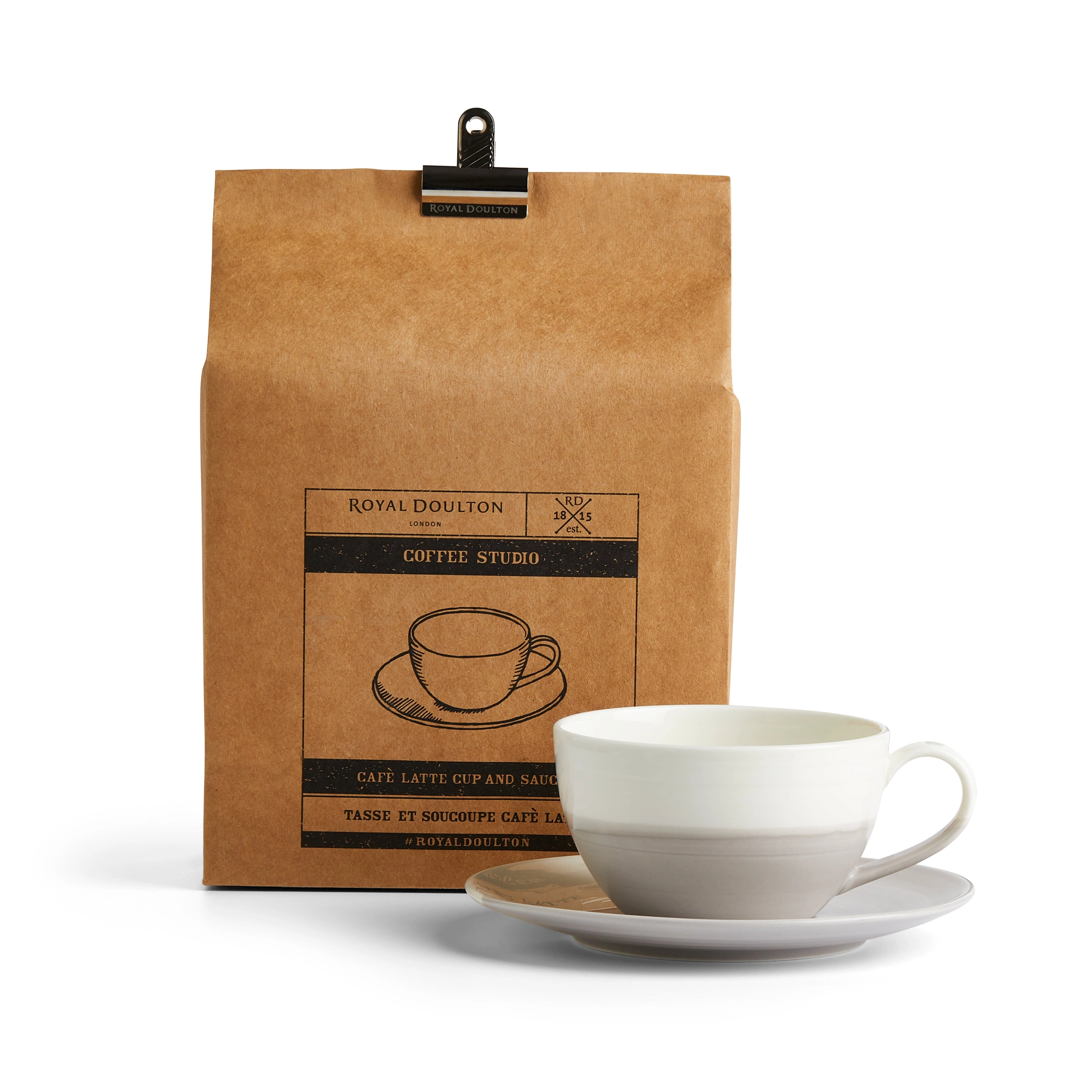 1815 Coffee Studio Latte & Saucer 14oz Grey