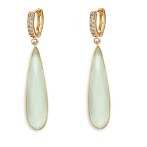 18K Chalcedony Drop Earrings