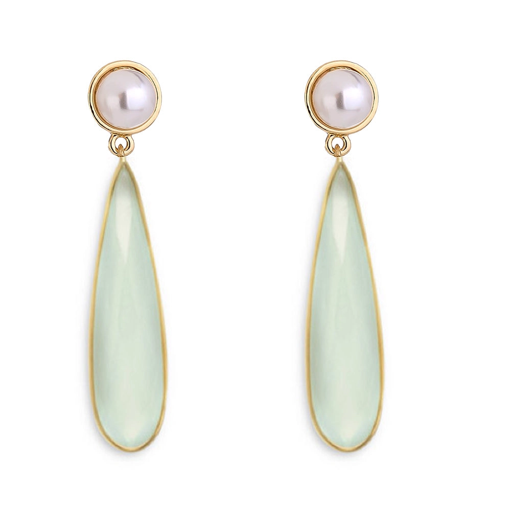 18K Chalcedony Drop Earrings