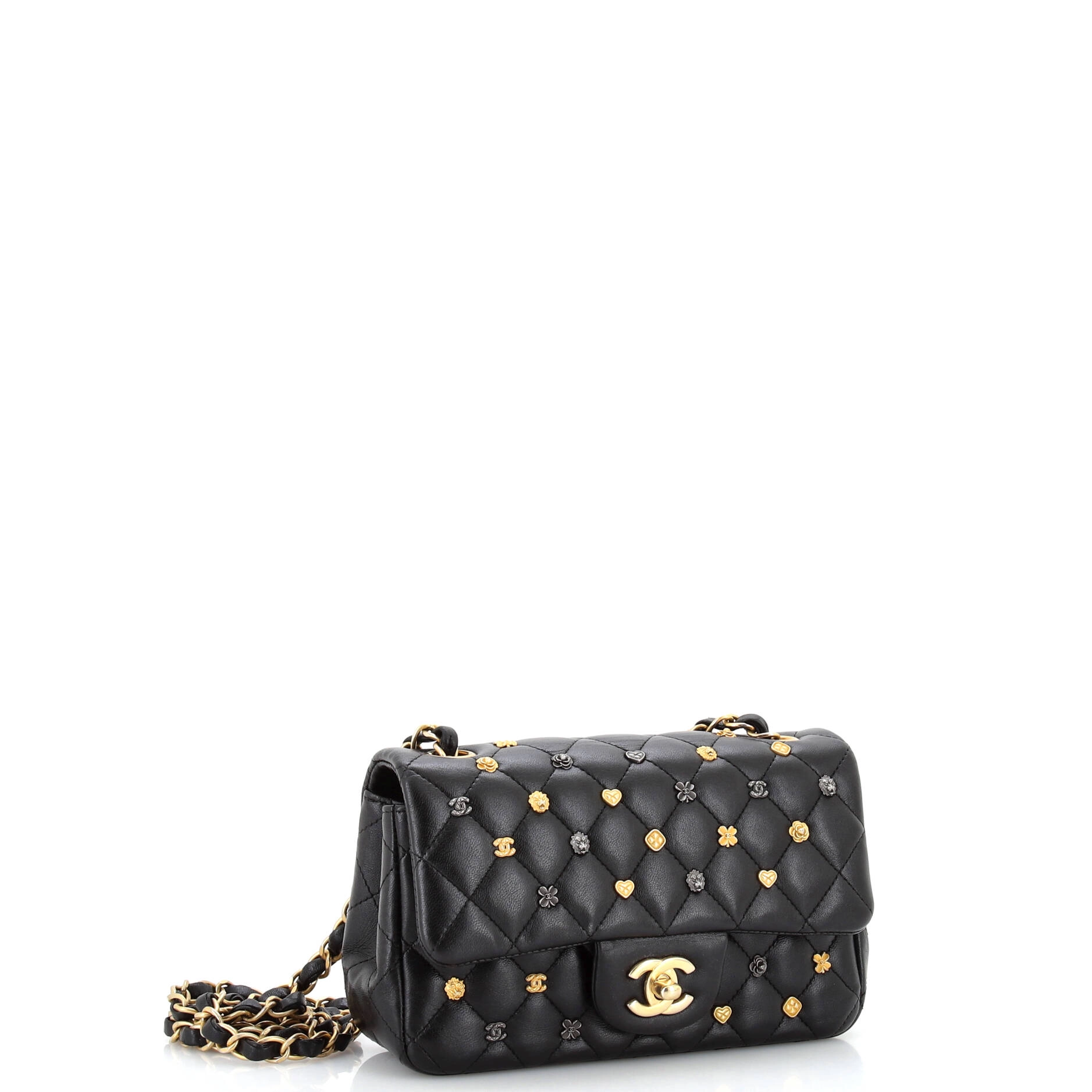 18K Charms Classic Single Flap Bag Quilted Lambskin Mini
