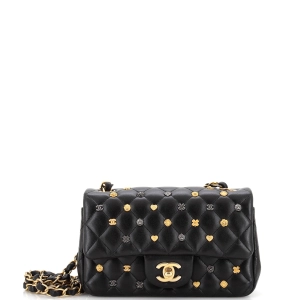 18K Charms Classic Single Flap Bag Quilted Lambskin Mini