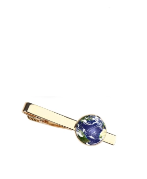 18k Gold Blue Map Tie Bar