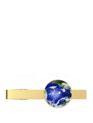18k Gold Blue Map Tie Bar
