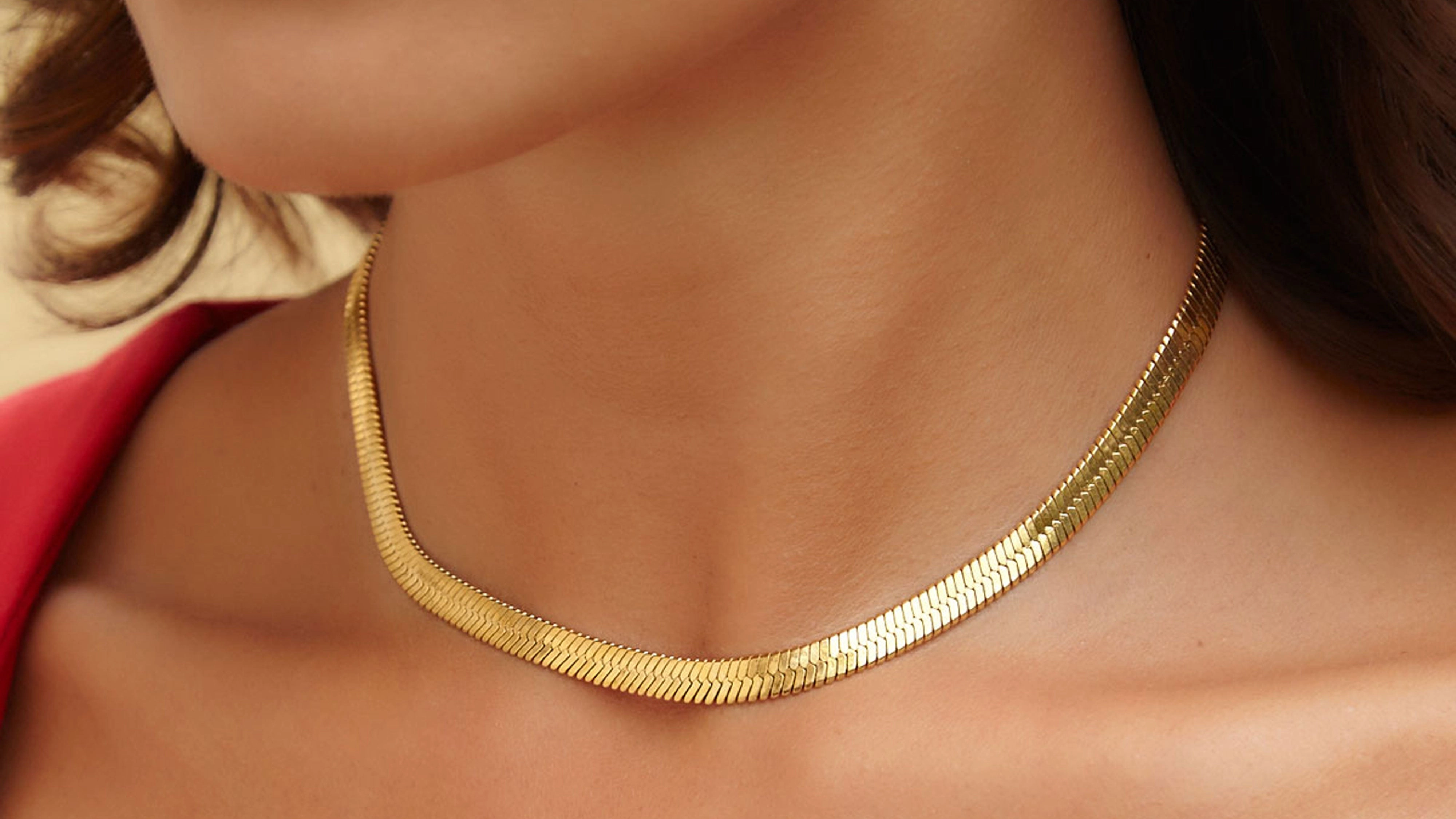 18K Gold Herringbone 6.5Mm Wide