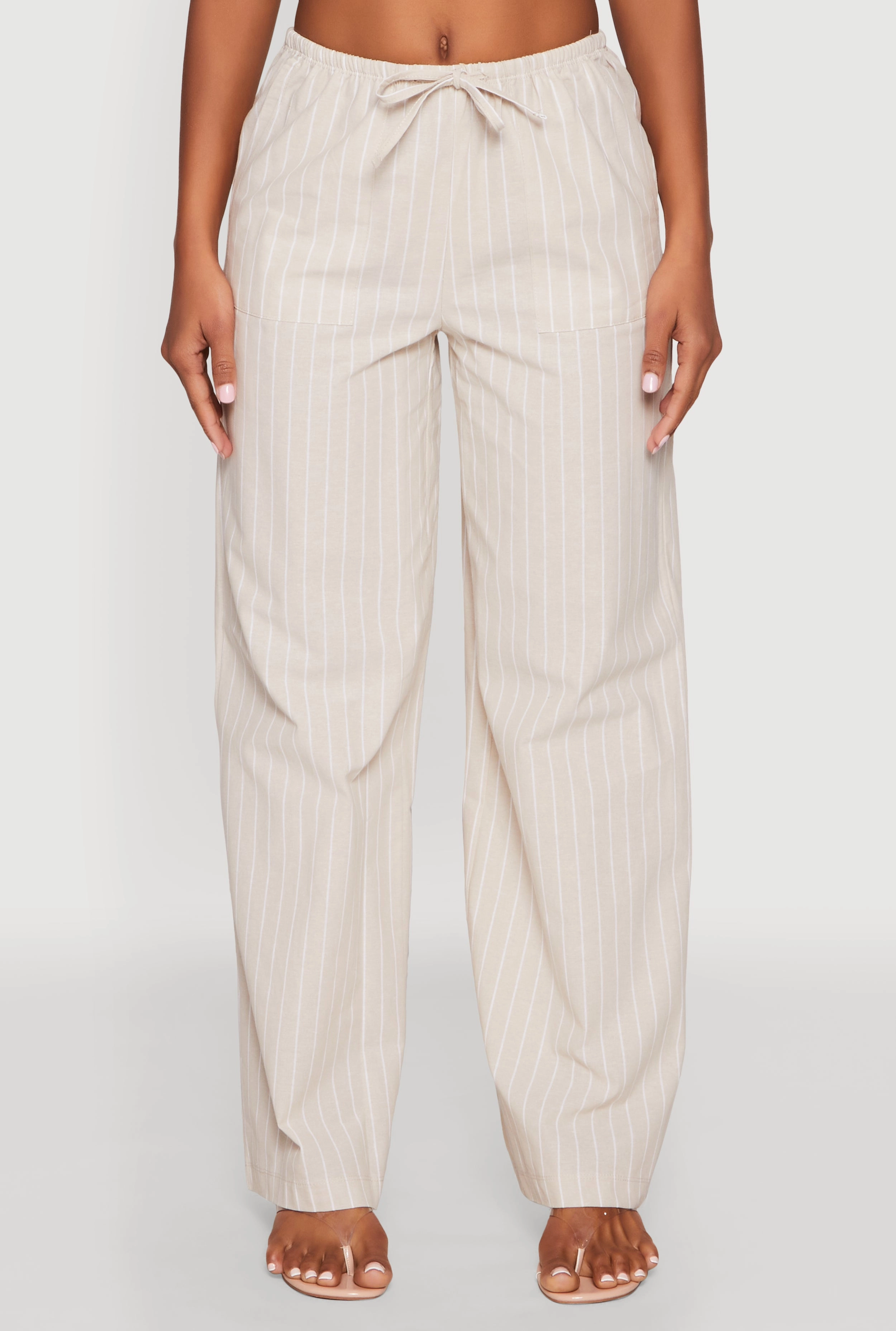 Almost Famous Drawstring Striped Pants