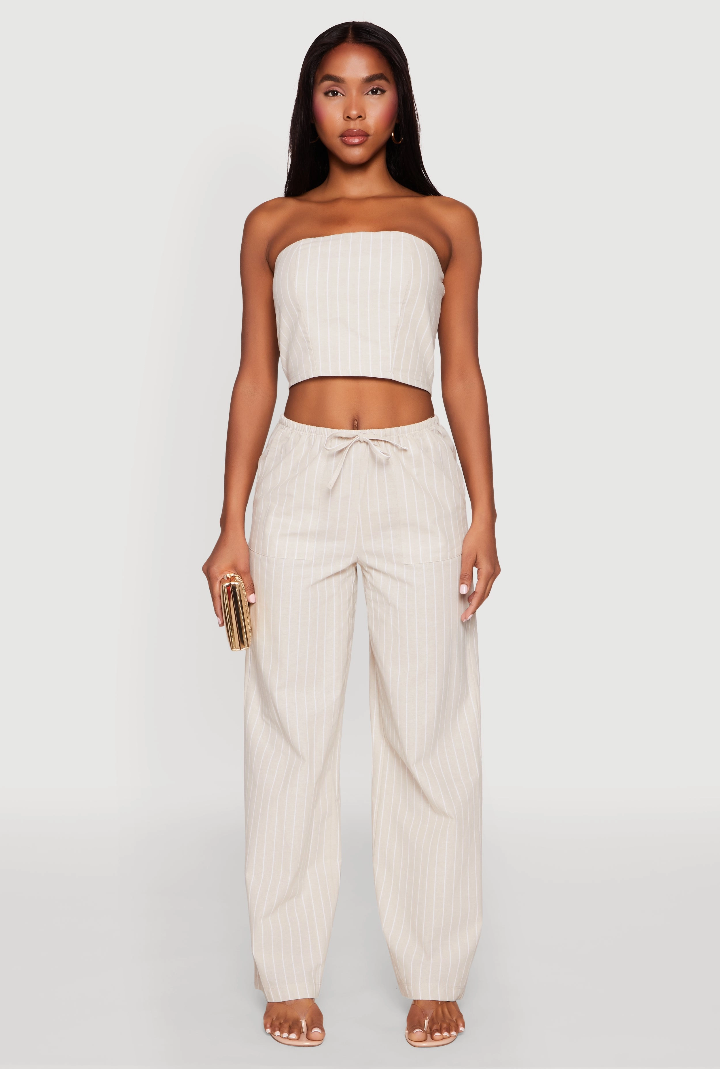 Almost Famous Drawstring Striped Pants
