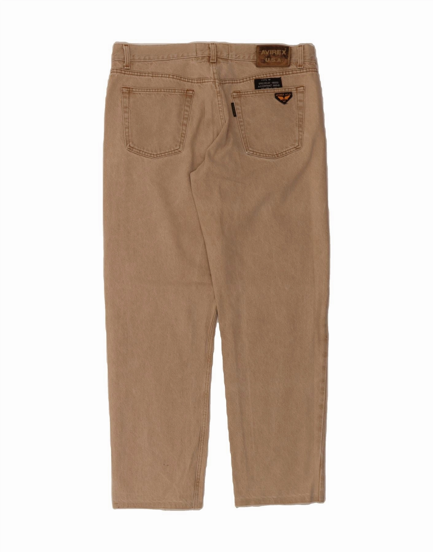 AVIREX Mens Straight Jeans W40 L31 Beige Cotton