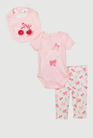 Baby Girls 0-9M So Cherry Sweet Bodysuit and Pants Set