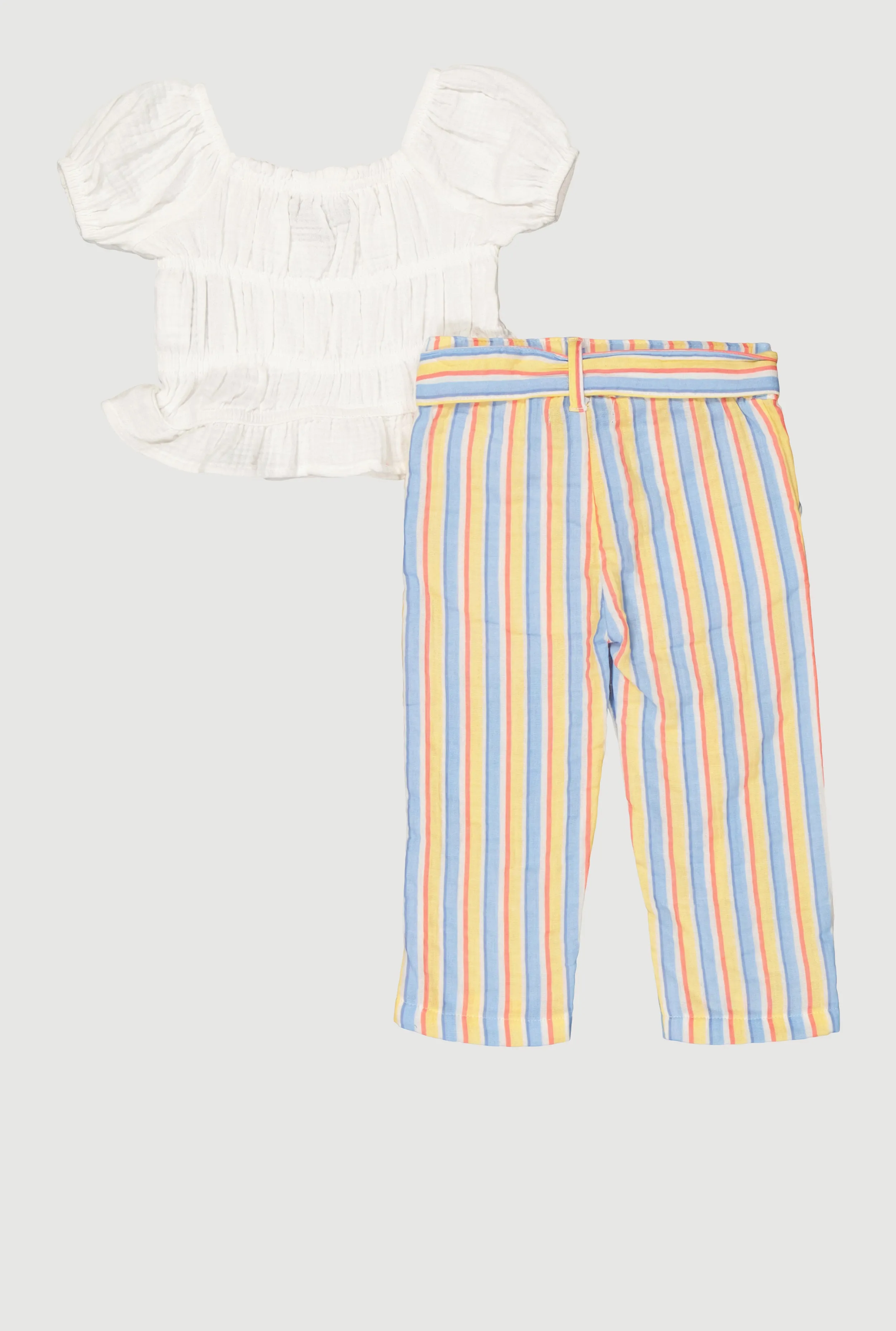 Baby Girls 12-24M Gauze Knit Peplum Top and Striped Pants