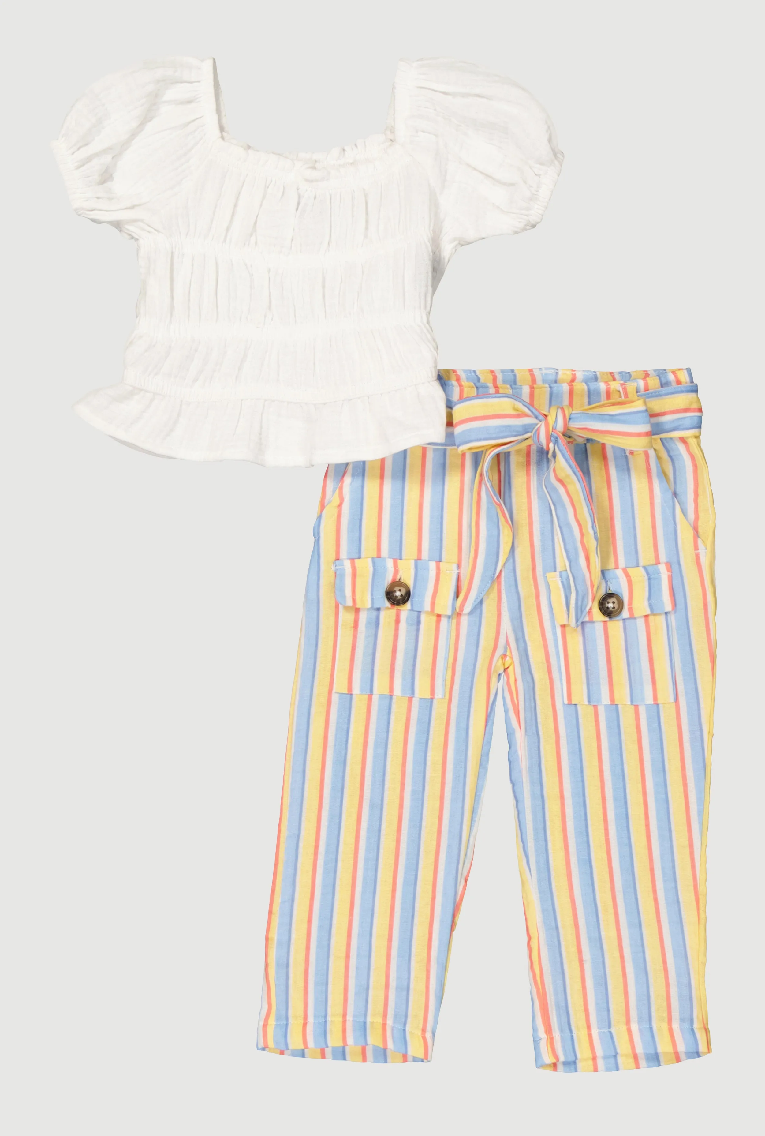 Baby Girls 12-24M Gauze Knit Peplum Top and Striped Pants