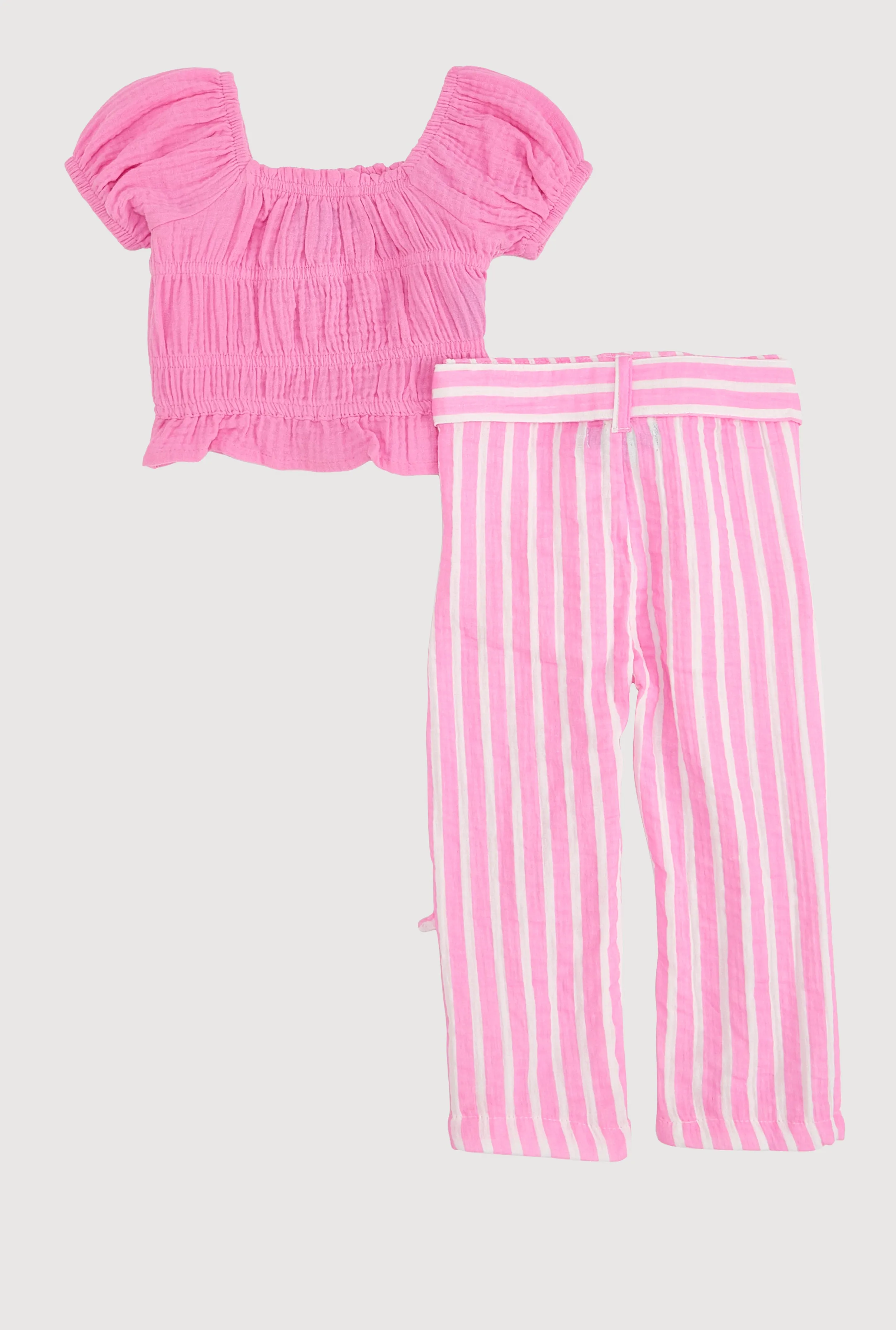 Baby Girls 12-24M Gauze Knit Peplum Top and Striped Pants