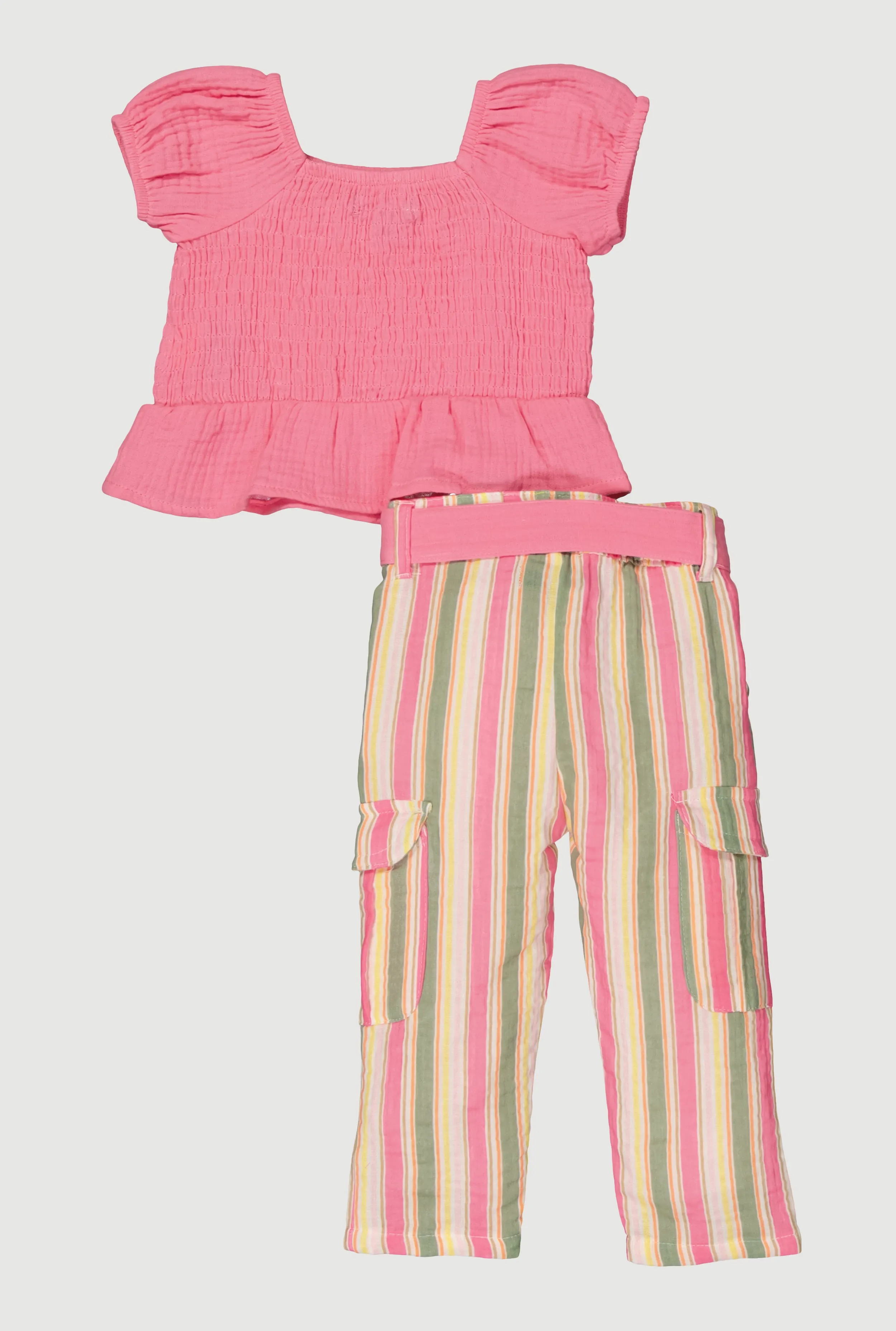 Baby Girls 12-24M Peplum Top and Striped Cargo Pants