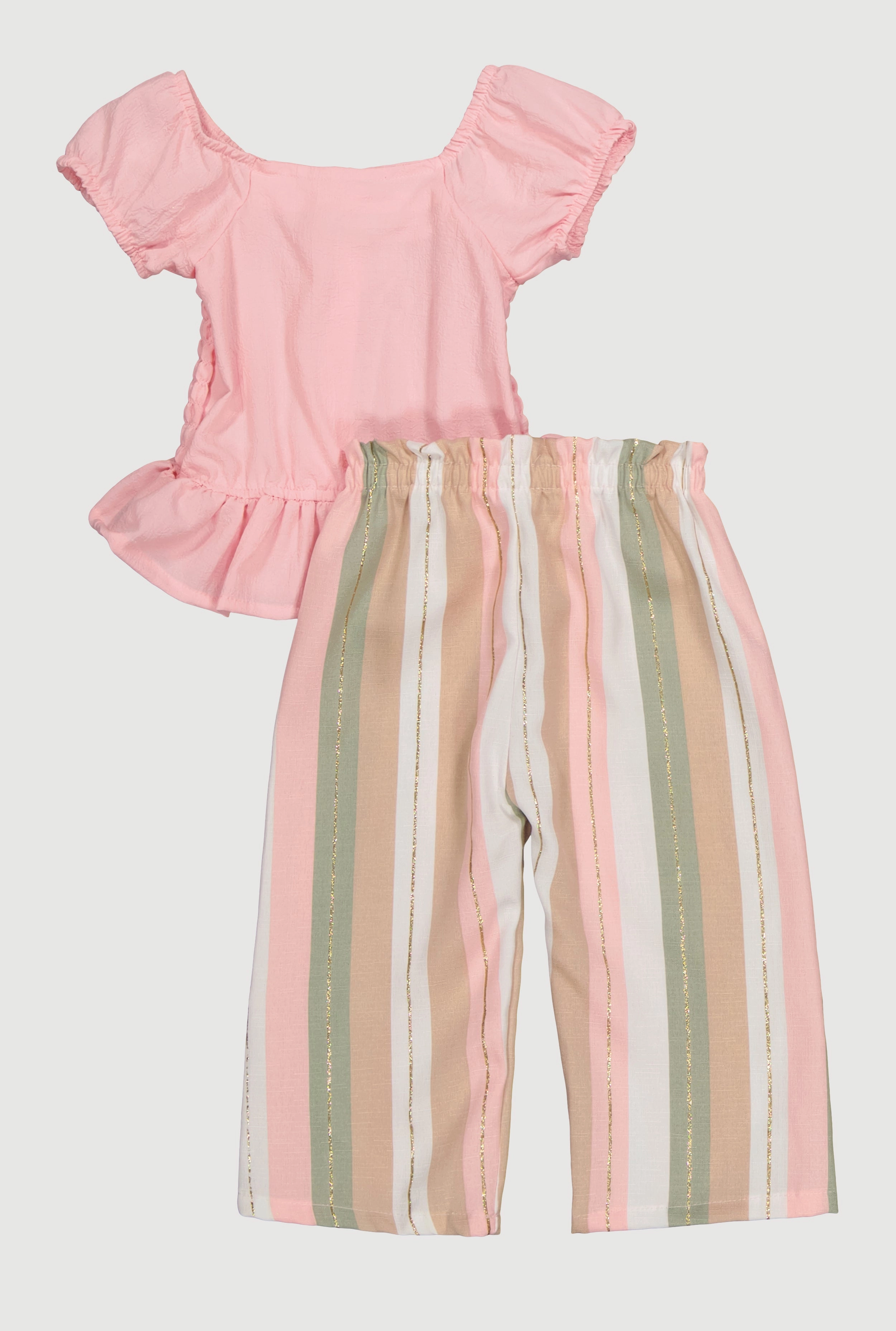 Baby Girls 12-24M Smocked Button Front Top and Striped Pants Set