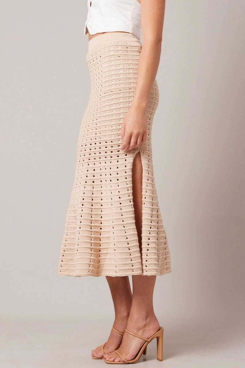 Beige Knit Skirt Crochet