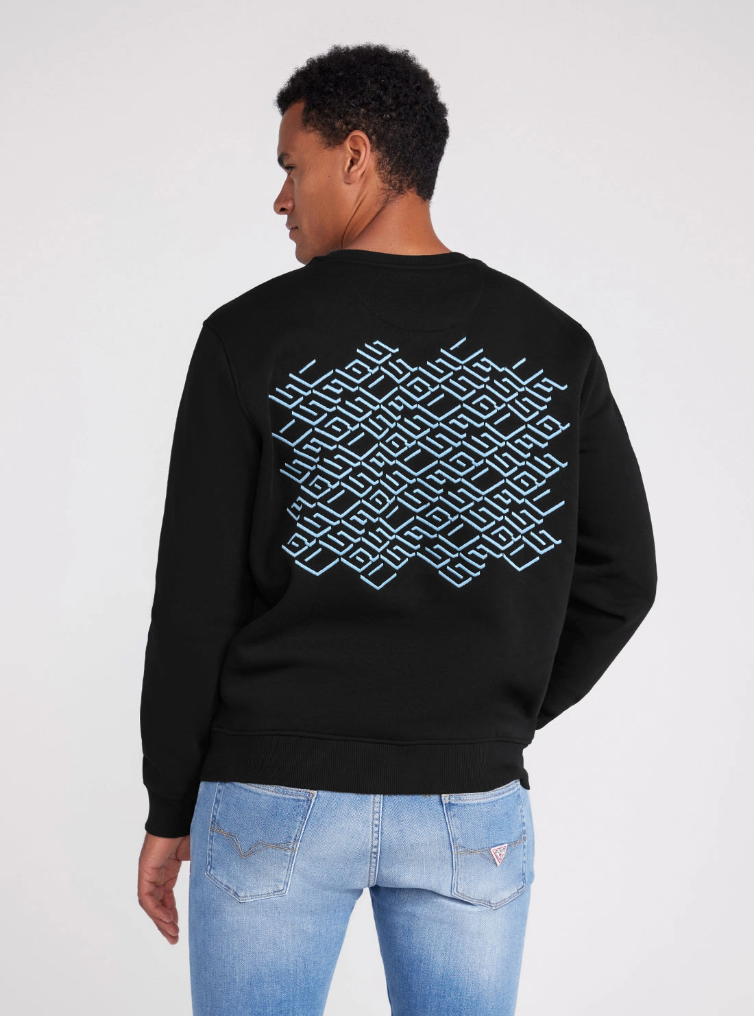 Black Back Geo-Metric Logo Print Jumper