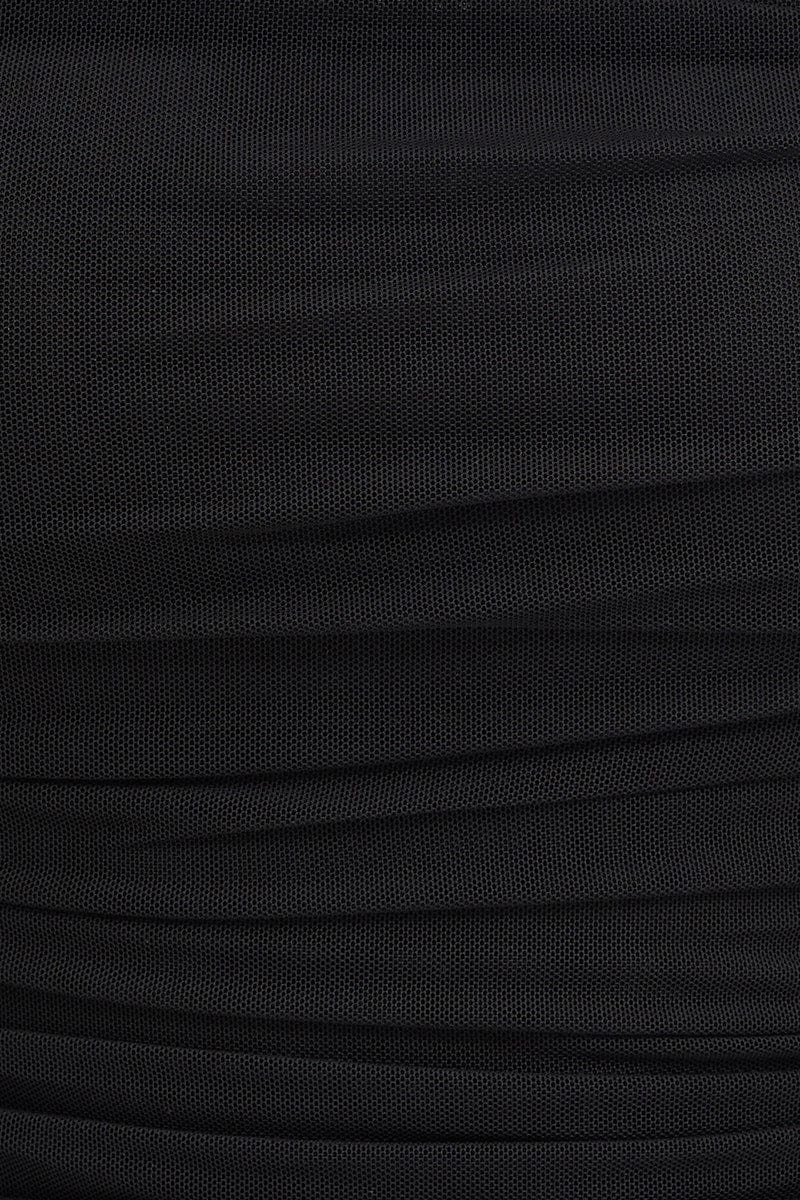 Black Bodysuit Long Sleeve Mesh