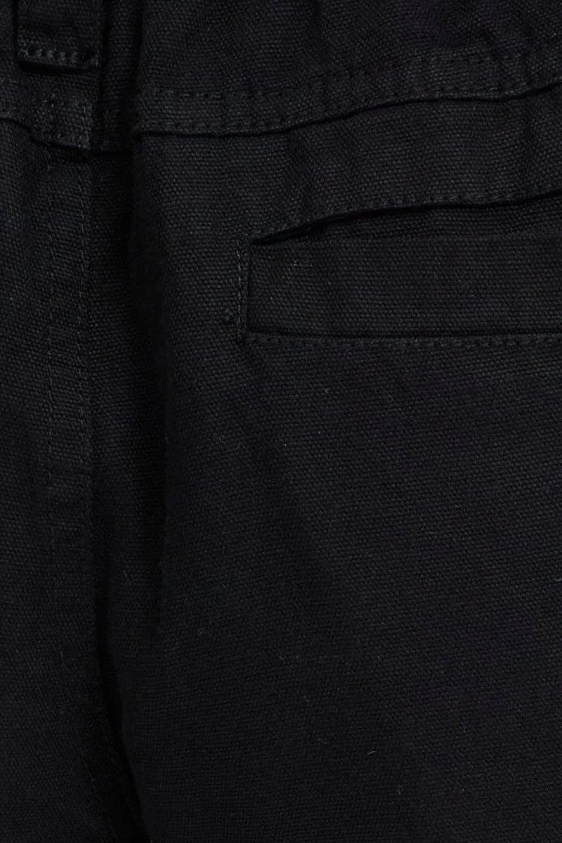 Black Cargo Pants Mid Rise