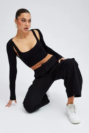 Black Cargo Pants Mid Rise