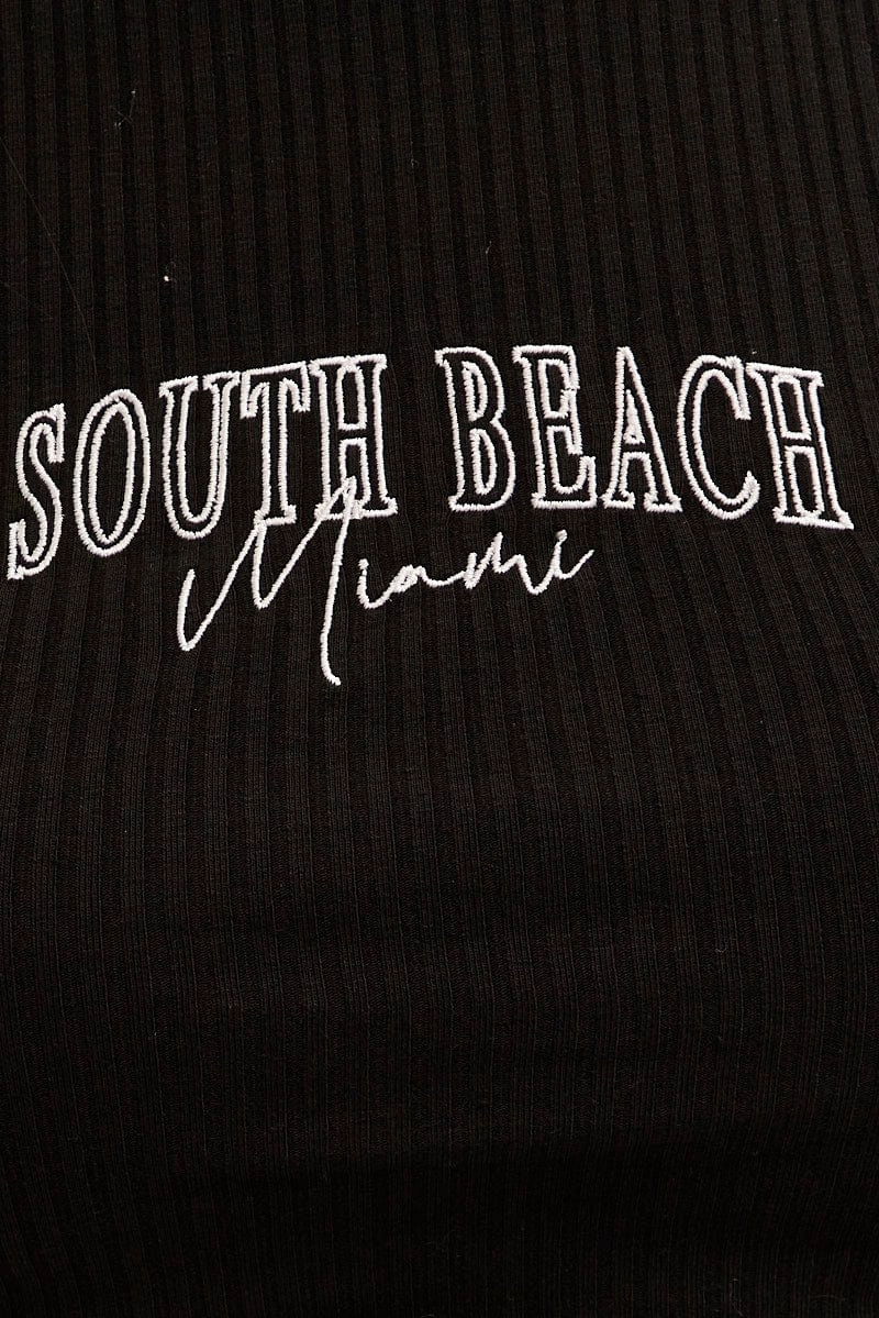 Black Crop Tank Embroidered Sleeveless