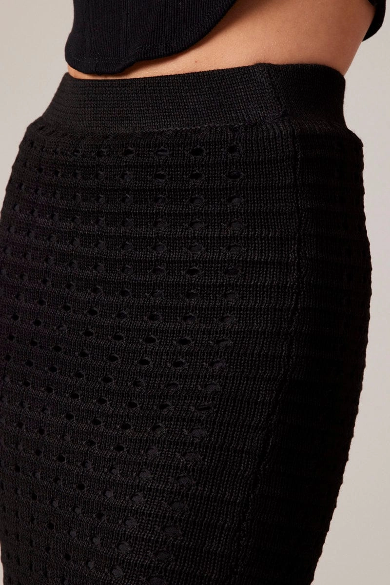 Black Knit Skirt Crochet