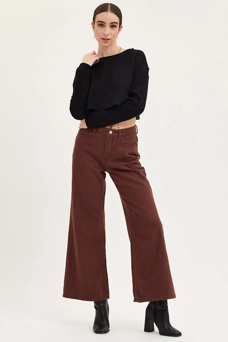 Black Oversized Top Long Sleeve Crew Neck