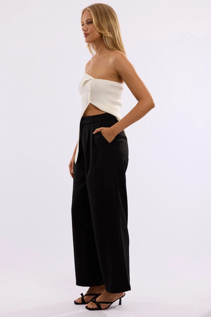 Black Tailored Pants Mid Rise
