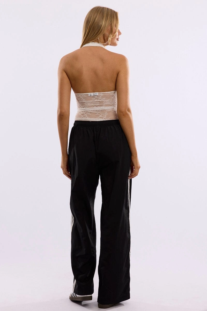 Black Track Pants Side Stripe