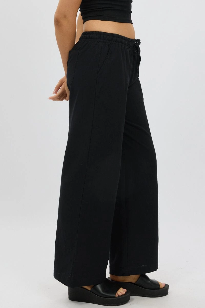 Black Wide Leg Pants Elasticated
