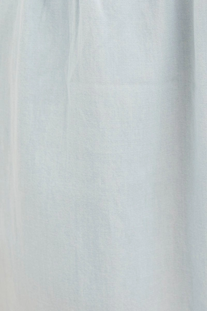 Blue Chambray Pant Tie Front Wide Leg
