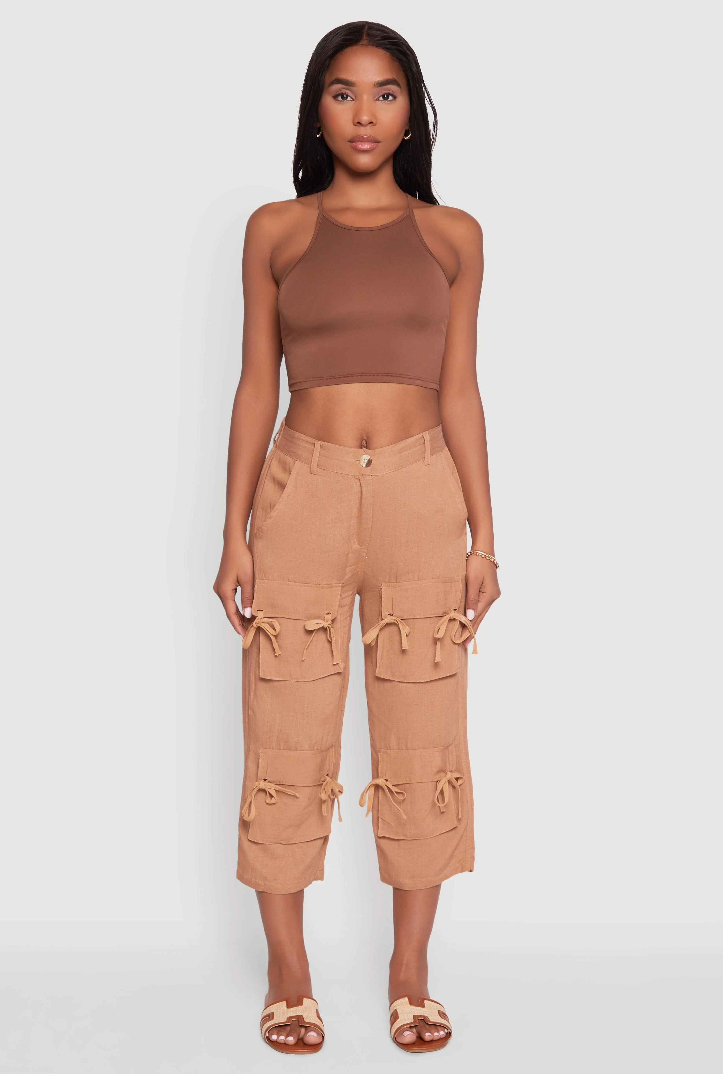 Bow Cargo Pocket Capri Pants