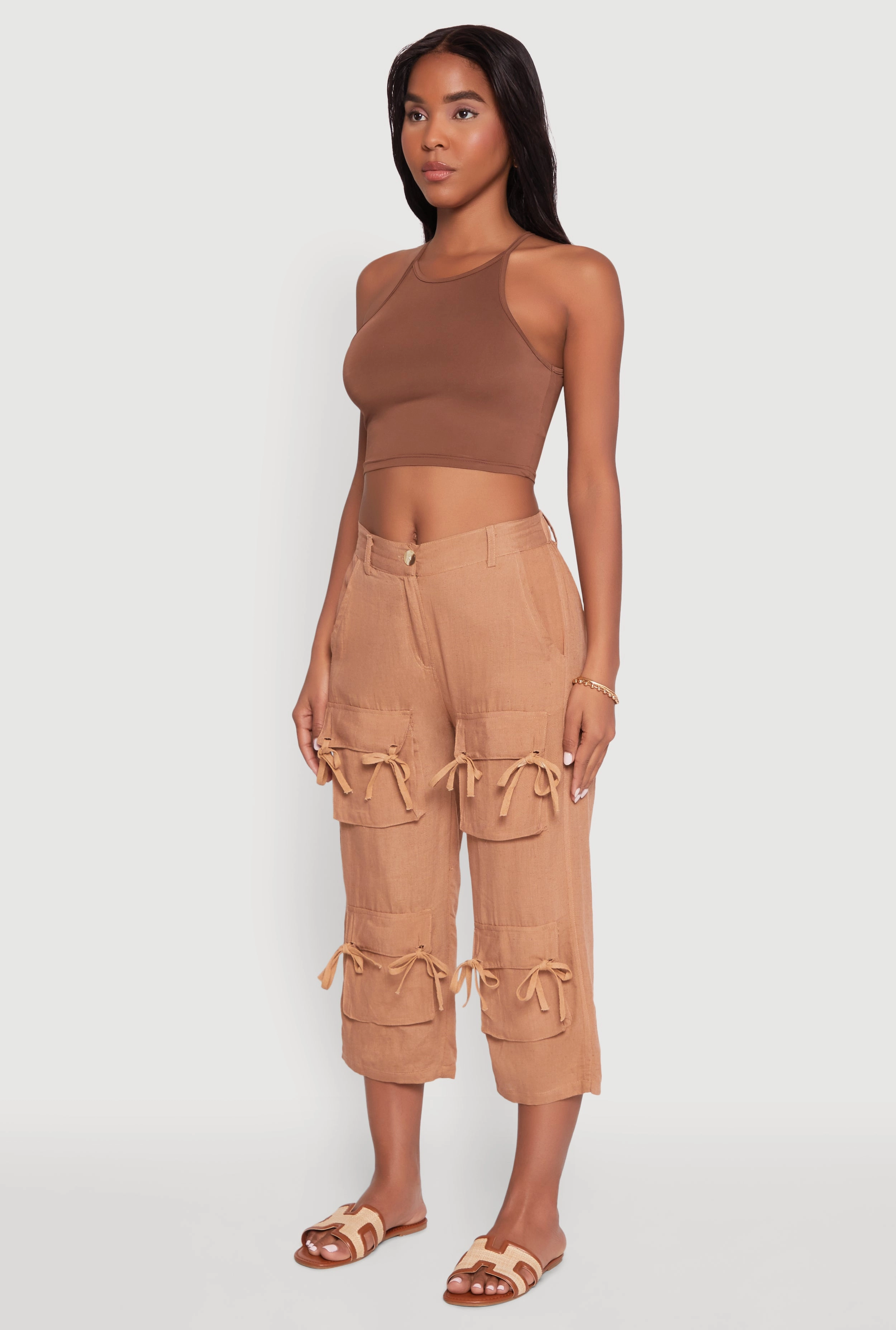 Bow Cargo Pocket Capri Pants