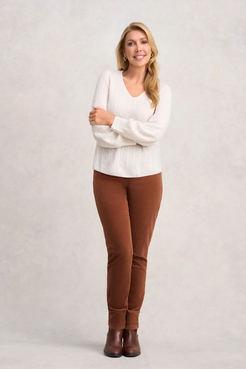 Cashmere Blouson Sleeve Jumper - Cream