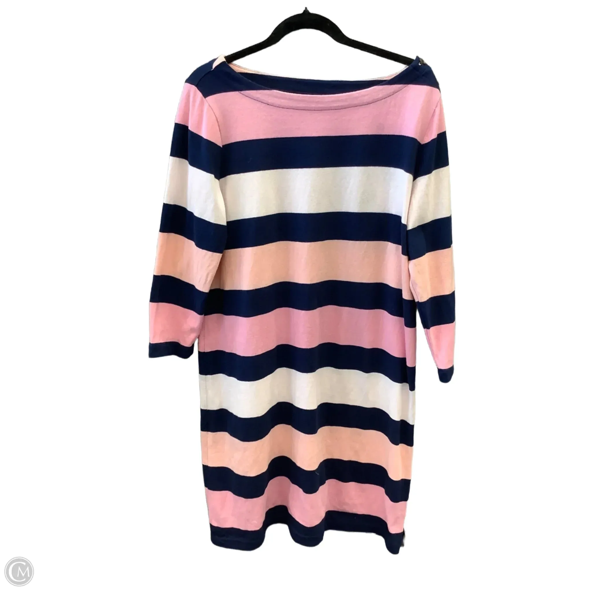 Dress Casual Midi By Lands End In Striped Pattern, Size: L