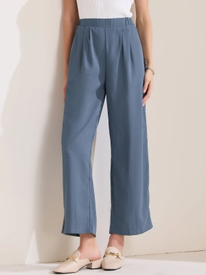 Dressy Casual Wide Leg Pocketed Business Work Suit Pants