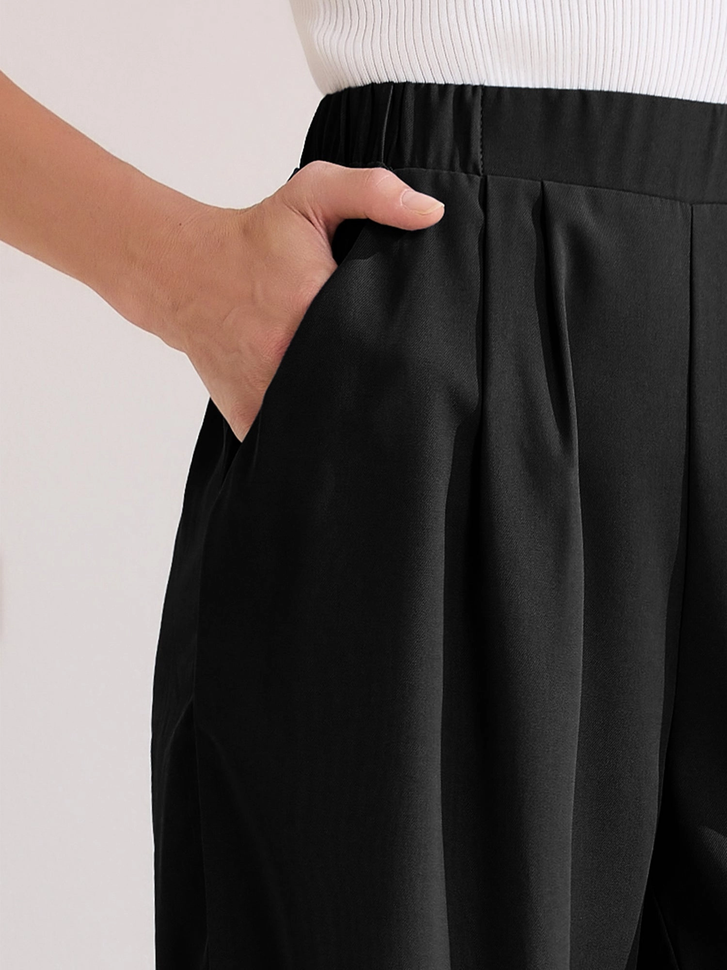 Dressy Casual Wide Leg Pocketed Business Work Suit Pants