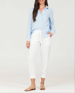 Easy Drawstring Jogger - White