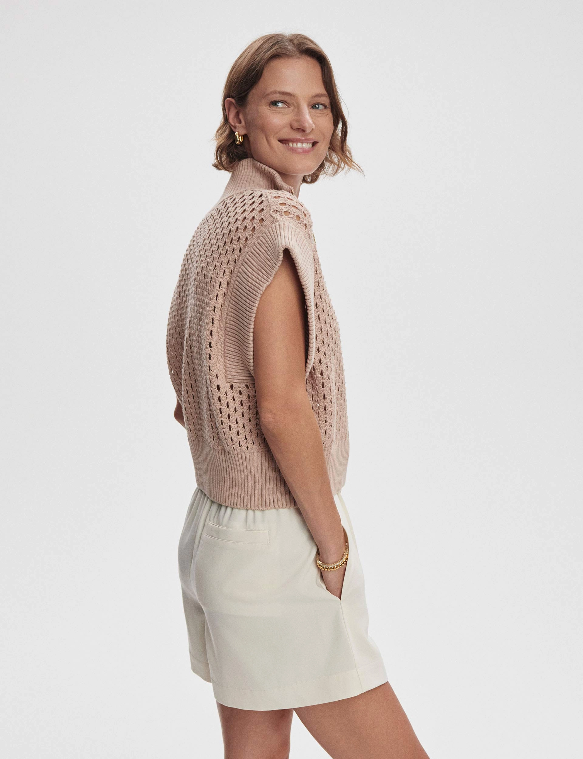 Gaines Half-Zip Knit - Light Taupe