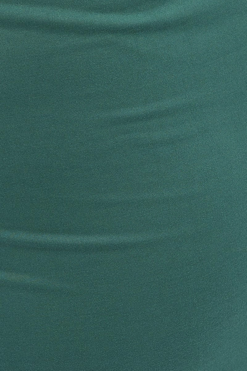 Green Midi Skirt Twisted Waist Double Layer
