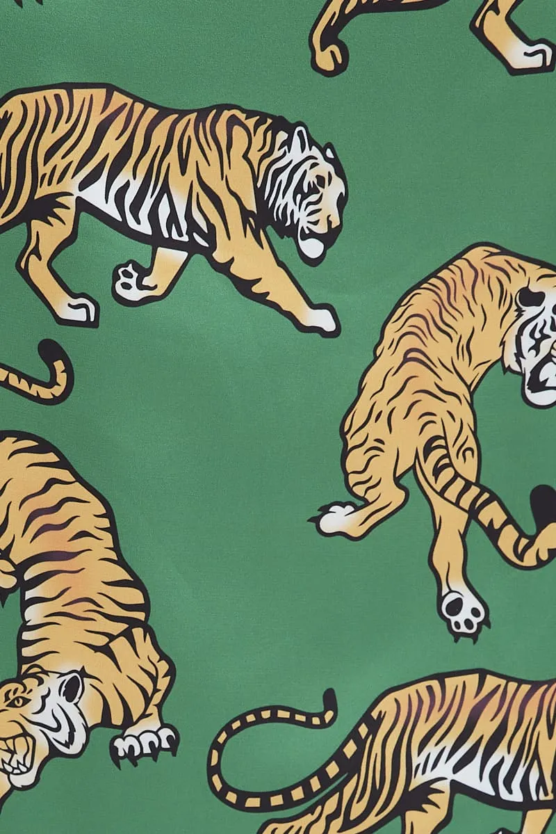 Green Print Tiger PJ Graphic Cami Pyjama Set
