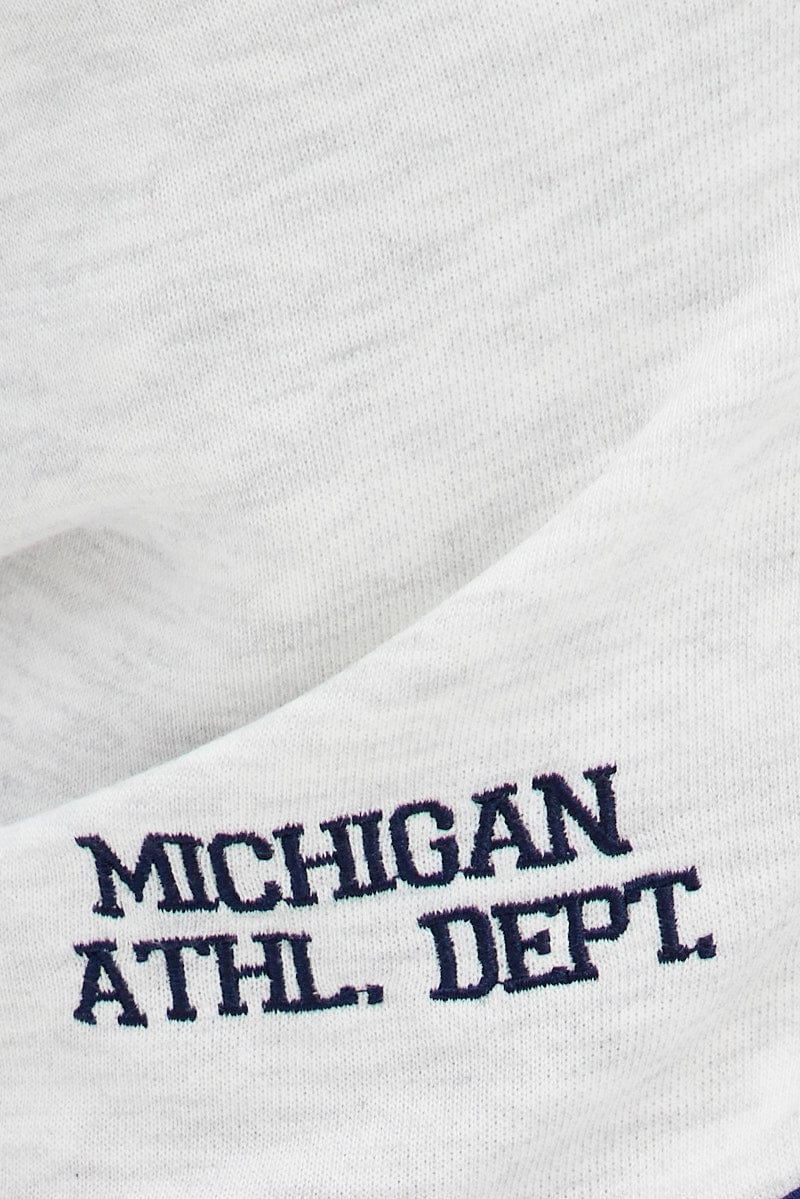 Grey Track Short Elastic Waist Embroidery Details