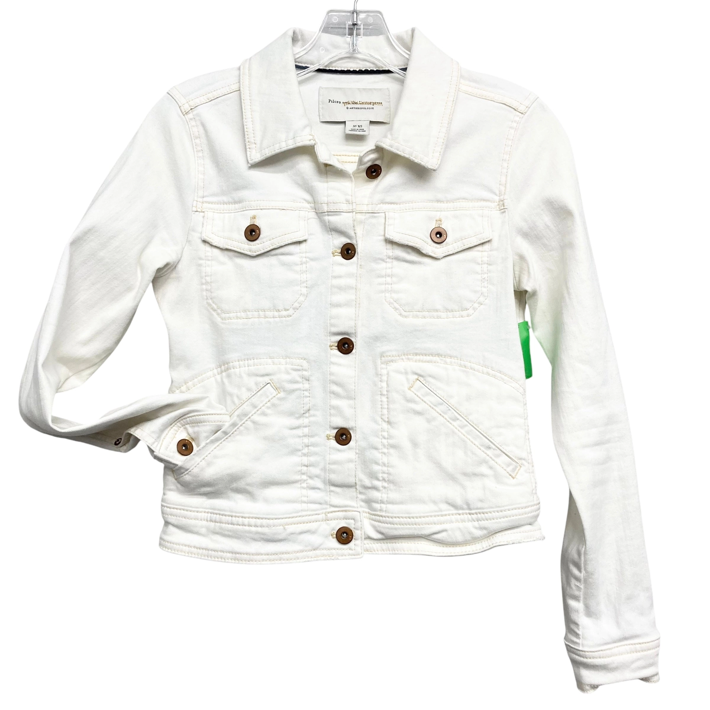 Jacket Denim By Pilcro In White Denim, Size:Xs