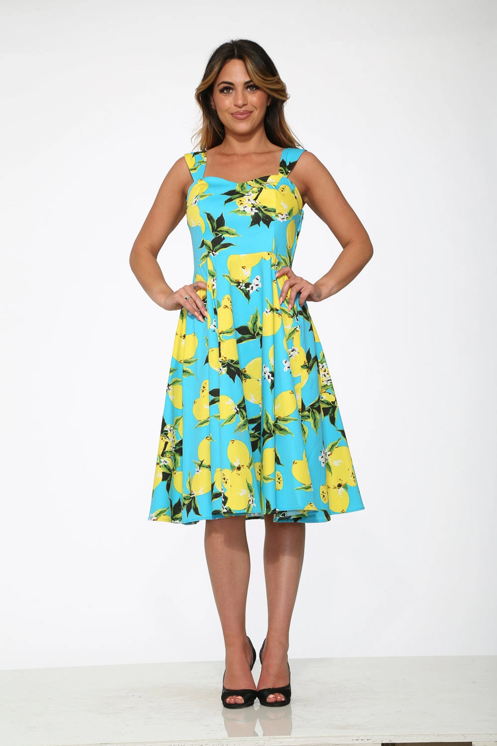 Lemon Print Swing Dress